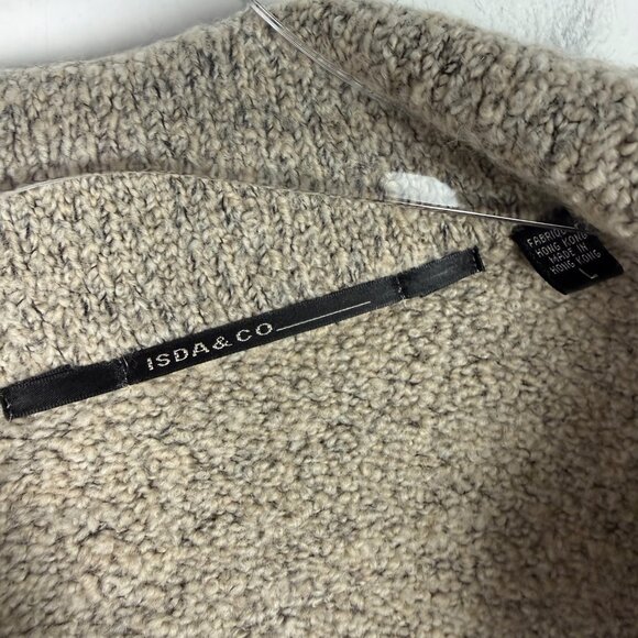 ISDA & Co Cashmere Wool Blend Sweater Jacket Cardigan Oatmeal Size Large L - Picture 4 of 9